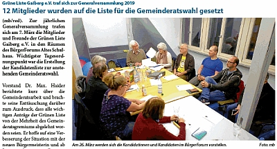 Bammentaler Gaiberger Wiesenbacher Woche Nr. 12, 20.03.2019